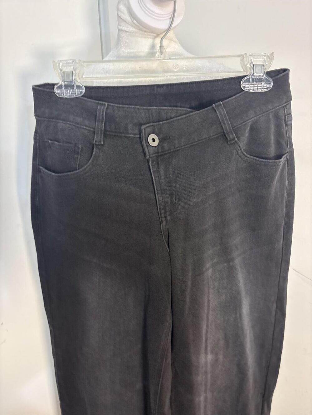 NWOT Halara Flex Asymmetric Low Rise Wide Leg Jeans Black Denim Sz XSmall - Picture 2 of 9